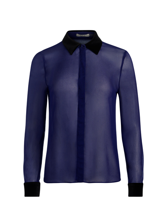 MIDNIGHT BLUE/BLACK-WILLA COMBO BLOUSE