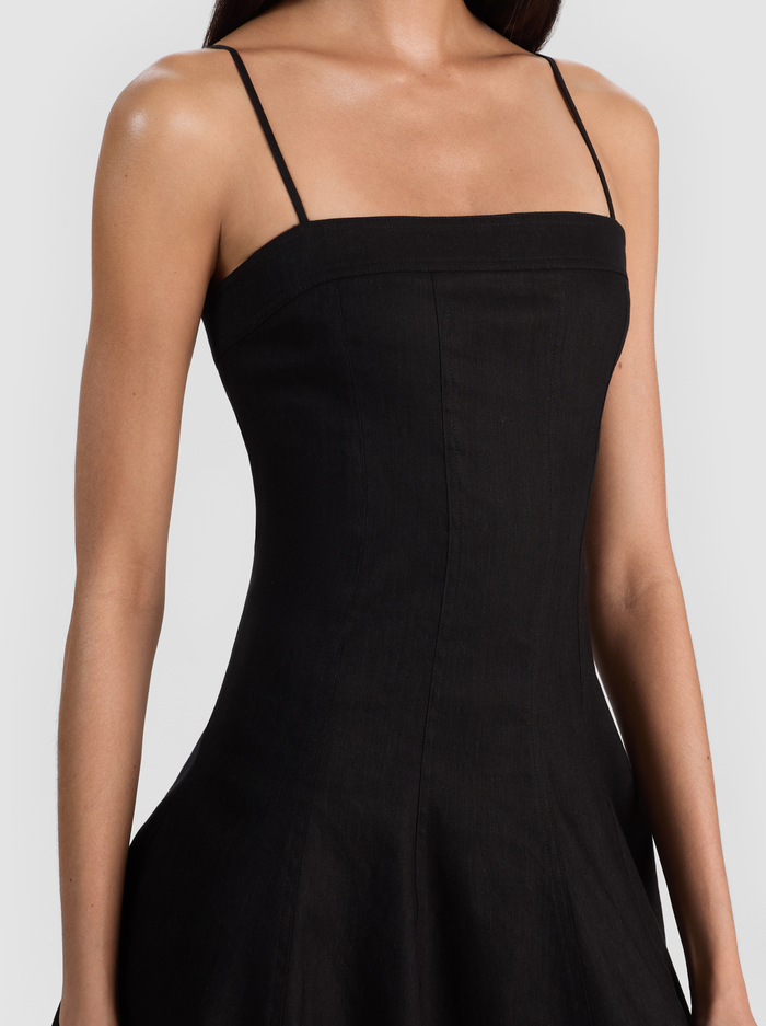 KATHLEEN LINEN MINI DRESS - BLACK image 1 - ALICE + OLIVIA
