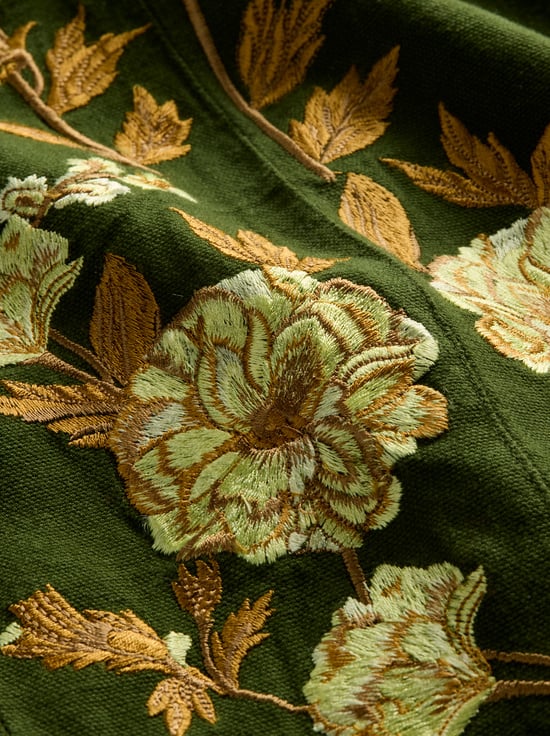 DARK OLIVE/MULTI-AKERS EMBROIDERED PANT