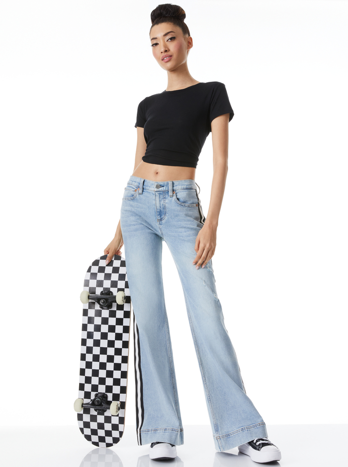 REY LOW RISE WIDE LEG JEAN - ROCKSTAR BLUE/BLACK image 4 - Alice And Olivia