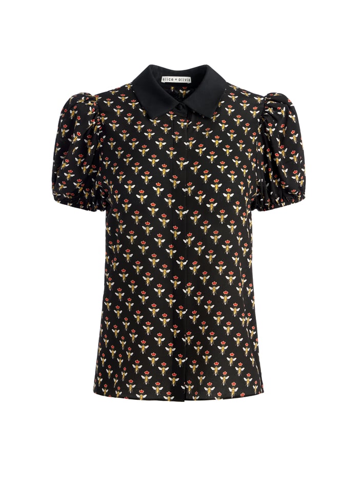 WILLA PUFF SLEEVE SATIN BLOUSE - QUEEN BEE image 5 - Alice And Olivia
