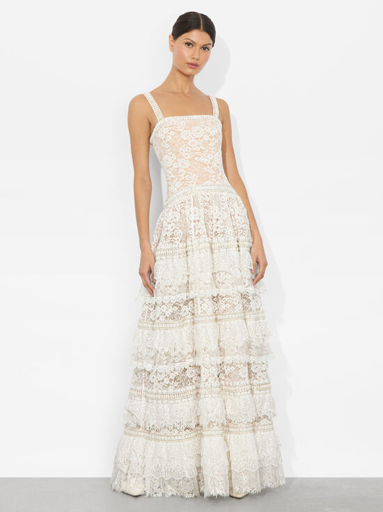 OFF WHITE-ZENA LACE MAXI DRESS