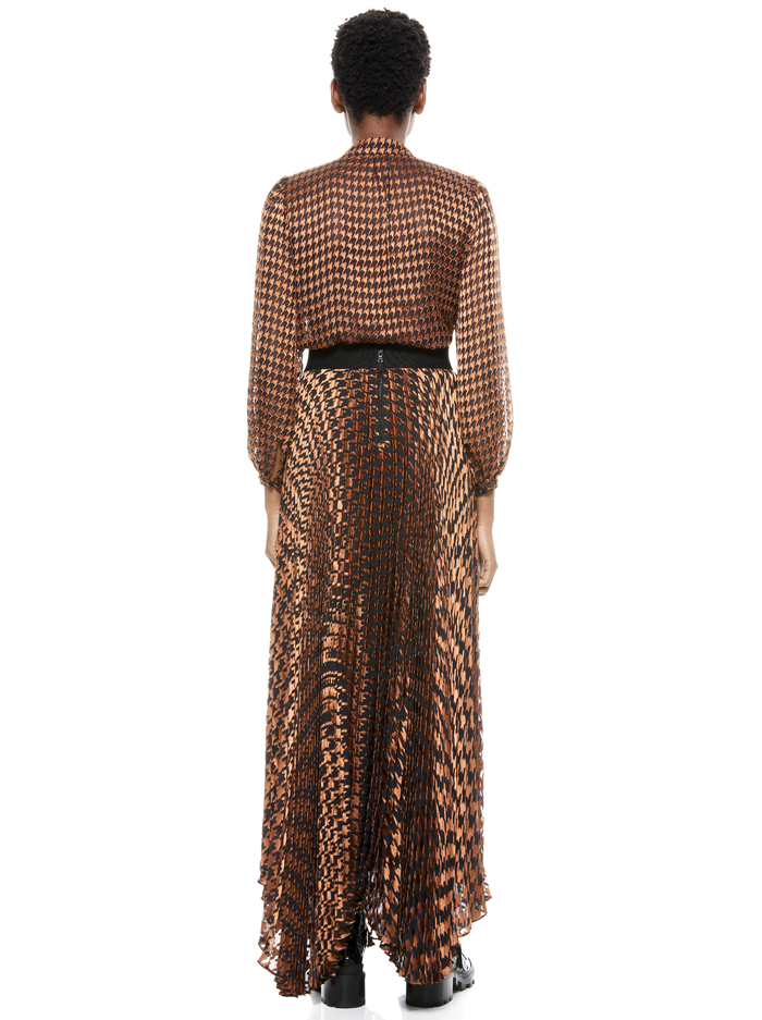 LOLITA HOUNDSTOOTH TIE NECK BLOUSE - HARVEST HOUNDSTOOTH MD image 2 - Alice And Olivia