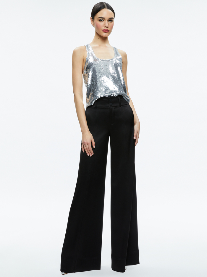 AVRIL SEQUIN BOXY TANK - SILVER image 4 - Alice And Olivia