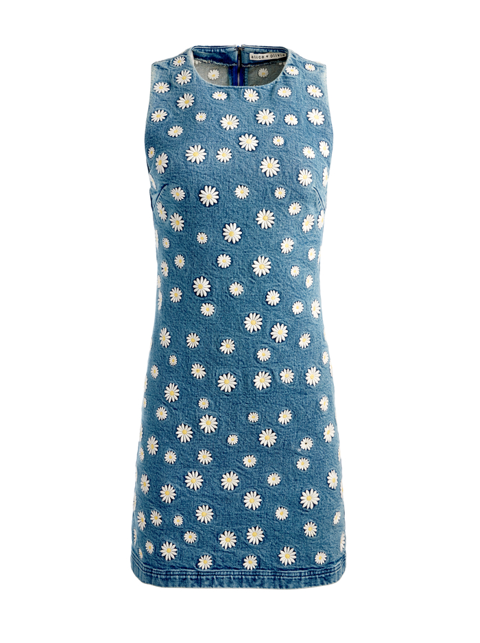 WYNELL EMBROIDERED MINI DRESS - MEDIUM WASH image 5 - Alice And Olivia