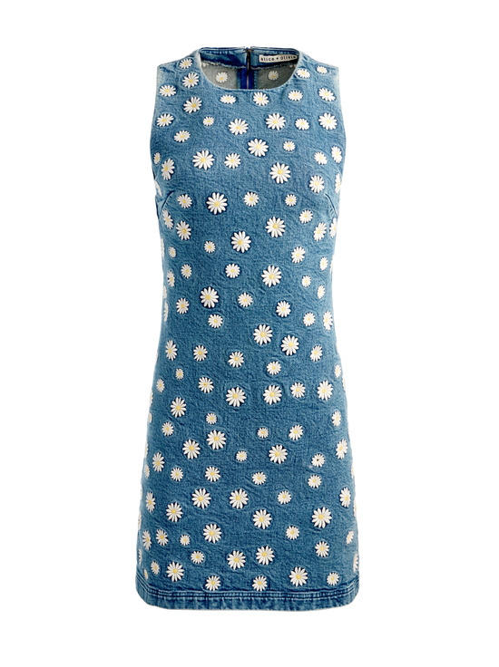 MEDIUM WASH-WYNELL EMBROIDERED MINI DRESS