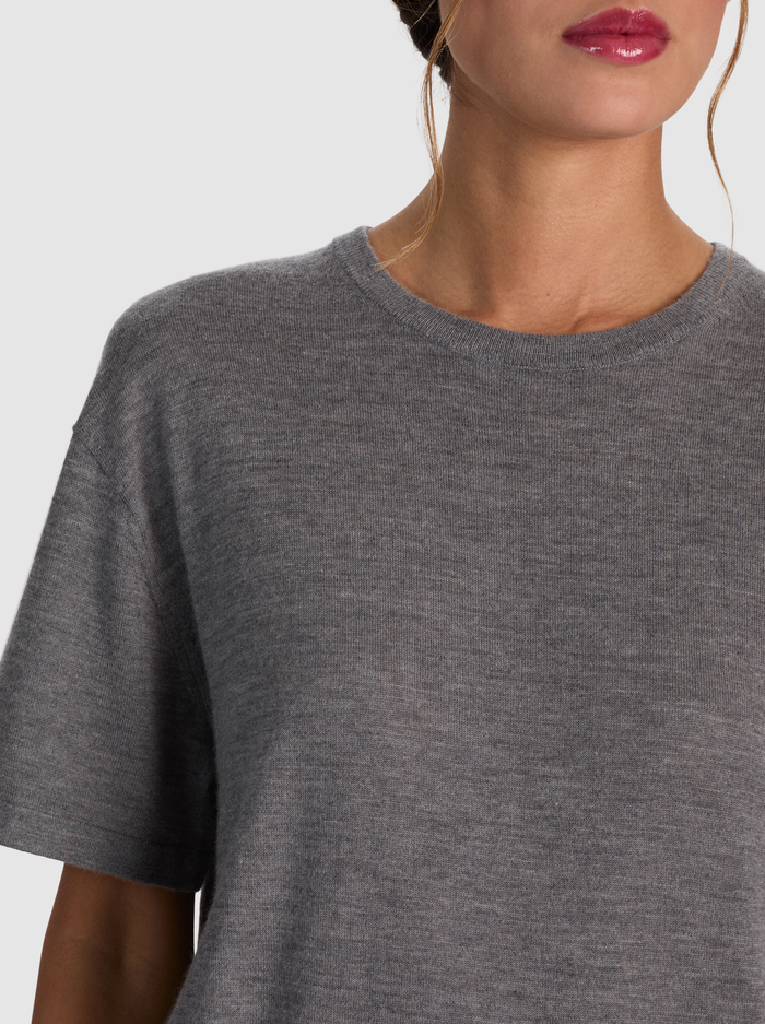 AMELIE CASHMERE KNIT TEE - MEDIUM HEATHER GREY image 3 - ALICE + OLIVIA