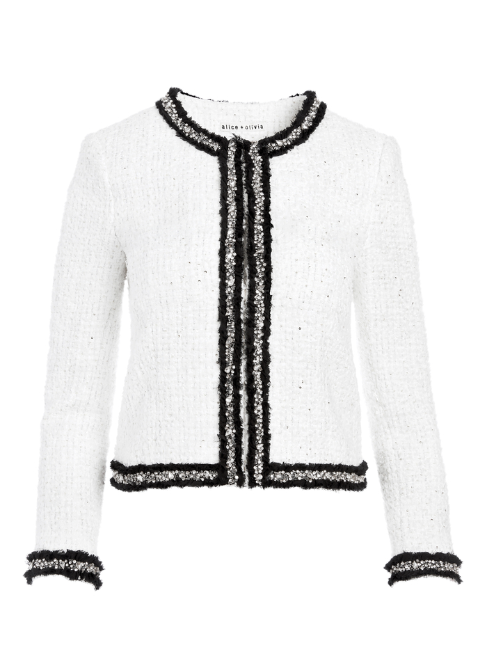 KIDMAN BOXY FRINGE JACKET - WHITE image 5 - Alice And Olivia