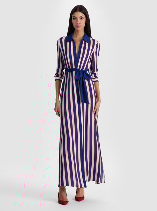 NOVEAU STRIPE TWILIGHT BLUE-CHASSIDY MAXI SHIRT DRESS