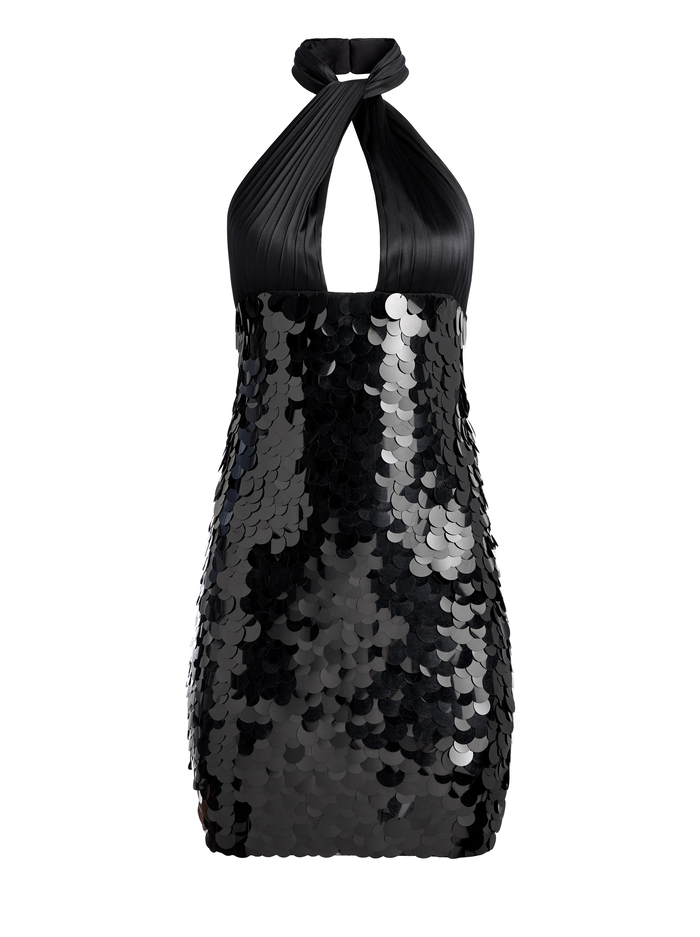 DEDRA EMBELLISHED TWIST NECK MINI DRESS - BLACK image 5 - Alice And Olivia