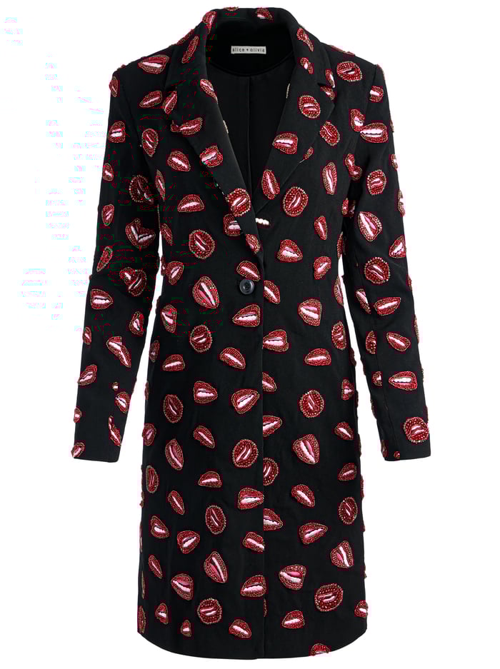 A+O X TOM WESSELMANN BRET LONG BLAZER - LIP SYNC BLACK image 6 - Alice And Olivia