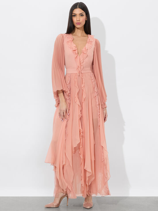ROSE TAN-DAY SUNBURST SLEEVE MAXI DRESS