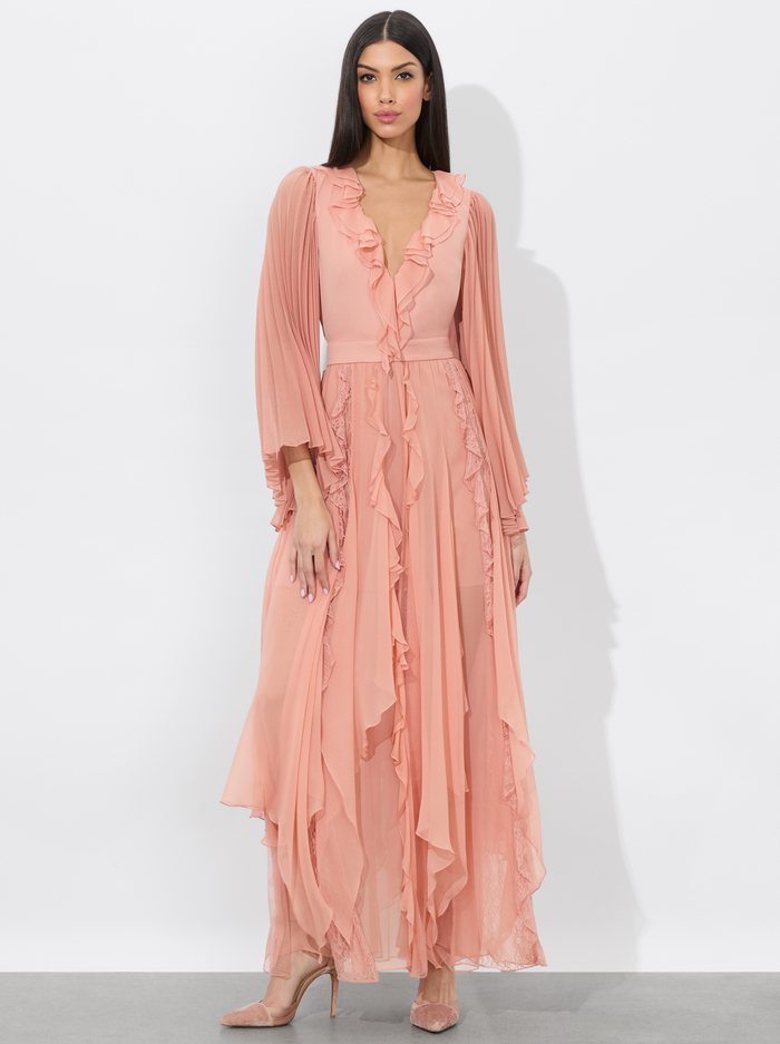 DAY SUNBURST SLEEVE MAXI DRESS - ROSE TAN image 3 - Alice And Olivia