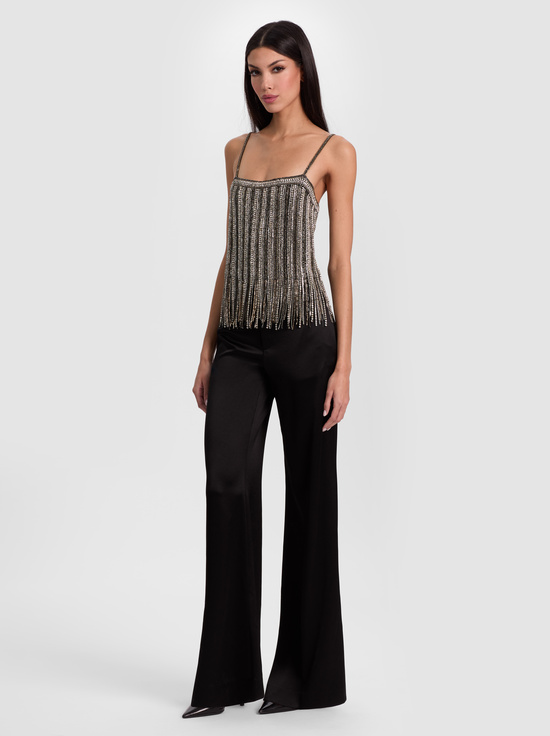 BLACK/SILVER-CHI EMBELLISHED FRINGE TANK