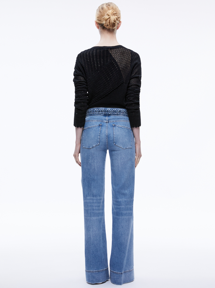 KRAVIT PATCHWORK SWEATER - BLACK image 1 - Alice And Olivia