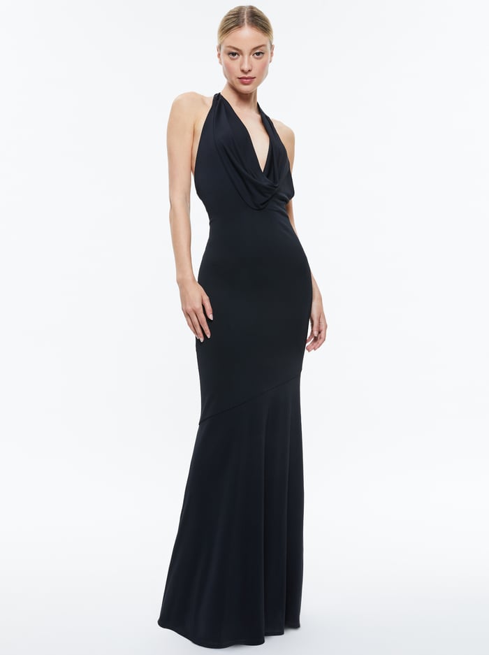 DANI DEEP COWL MAXI DRESS - BLACK image 3 - Alice And Olivia