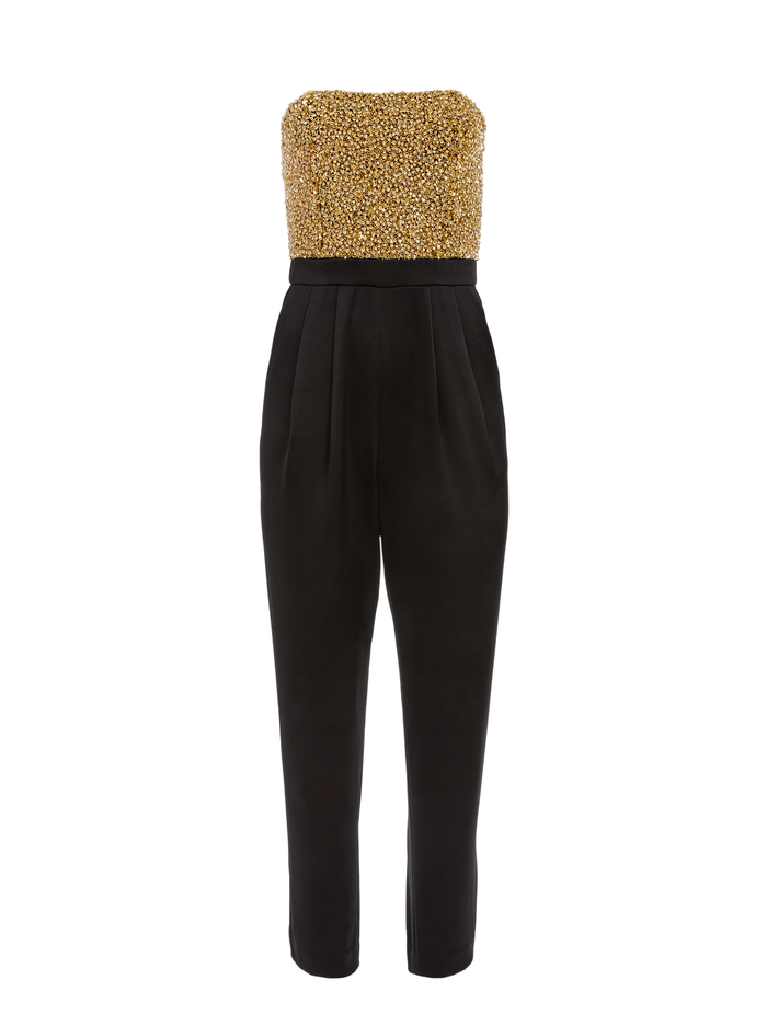 JERI EMBELLISHED JUMPSUIT - BLACK/GOLD image 5 - Alice And Olivia
