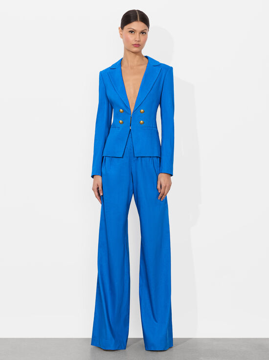 TRUE BLUE-MYA LINEN FITTED BLAZER