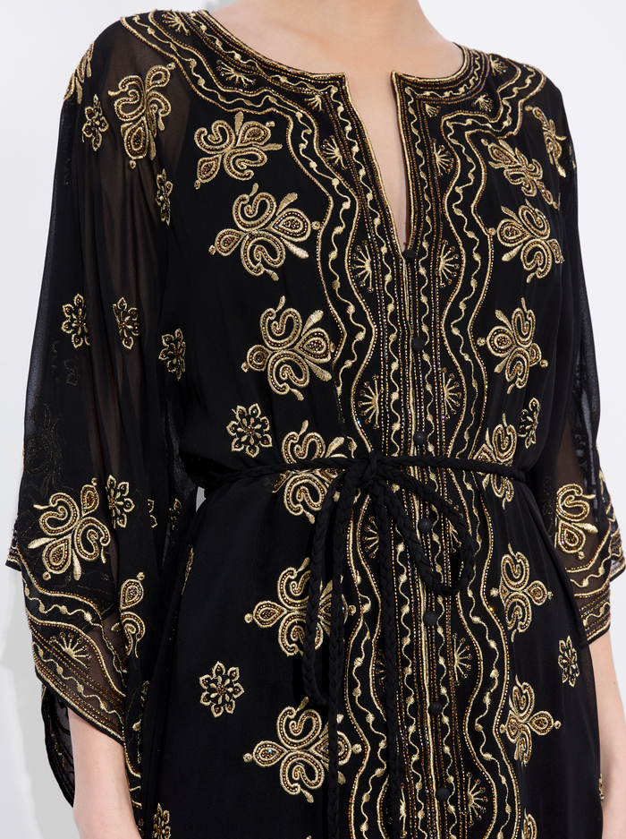MARVA EMBELLISHED MINI KAFTAN - BLACK/PALE GOLD image 4 - Alice And Olivia