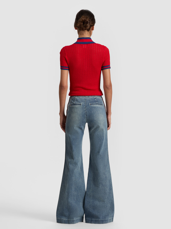 BRIGHT RUBY/INDIGO-MARTHA POINTELLE POLO