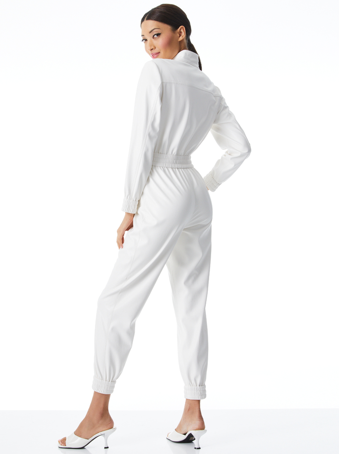 LEVI VEGAN LEATHER FRONT ZIP JUMPSUIT - OFF WHITE image 1 - Alice And Olivia