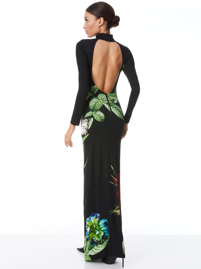 DELORA FITTED LONG SLEEVE MAXI DRESS - ATRIUM FLORAL LG image 1 - Alice And Olivia