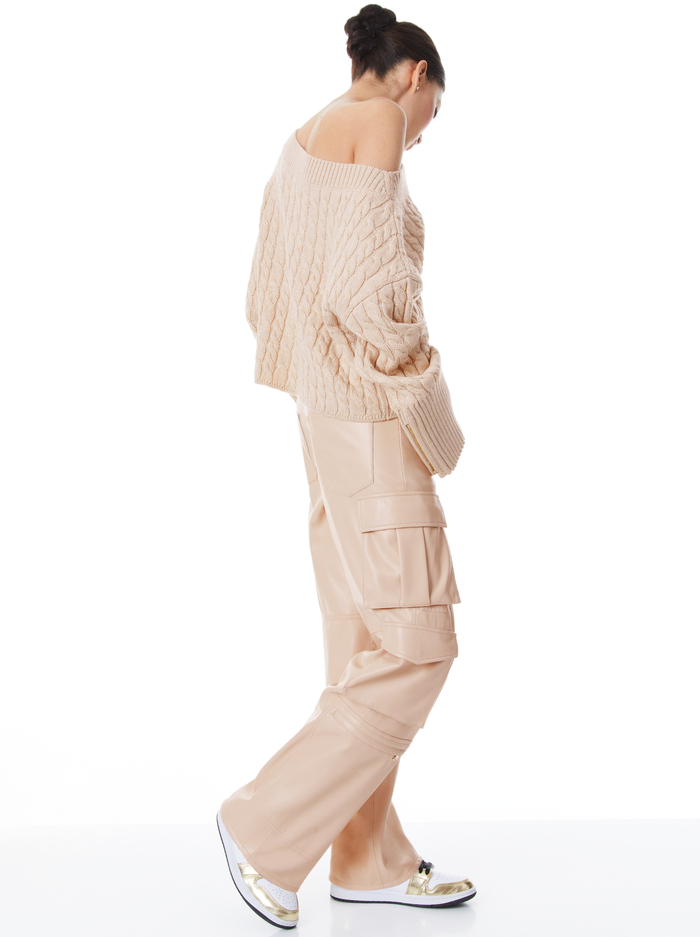 INA CABLE KNIT SWEATER - ALMOND HEATHER image 1 - Alice And Olivia