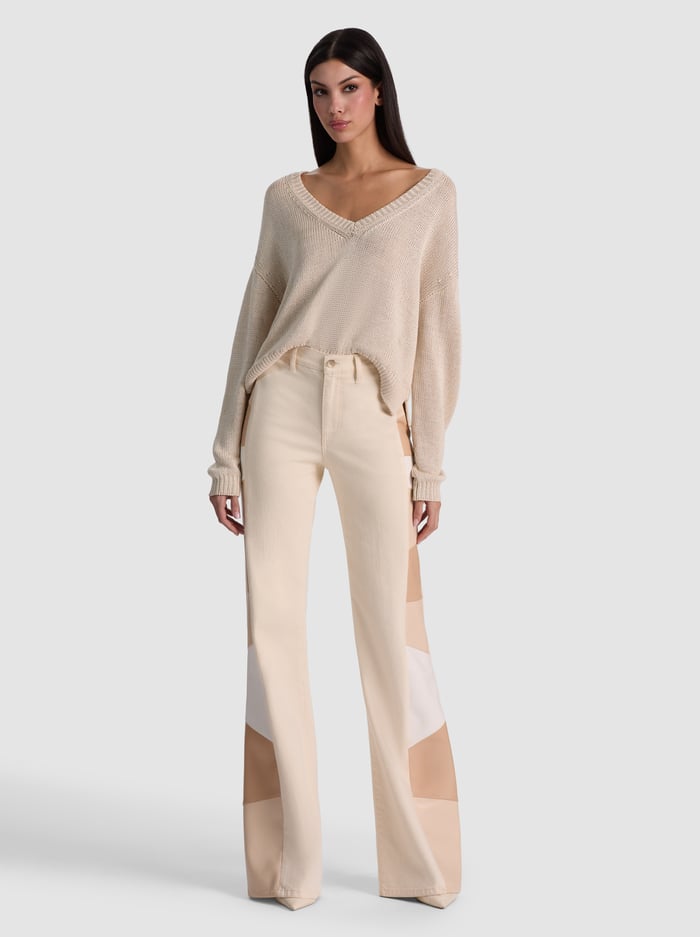 BEAUTIFUL VEGAN PATCHWORK JEAN - OFF WHITE/MULTI image 4 - ALICE + OLIVIA