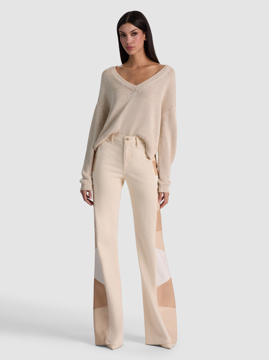 OFF WHITE/MULTI-BEAUTIFUL VEGAN PATCHWORK JEAN