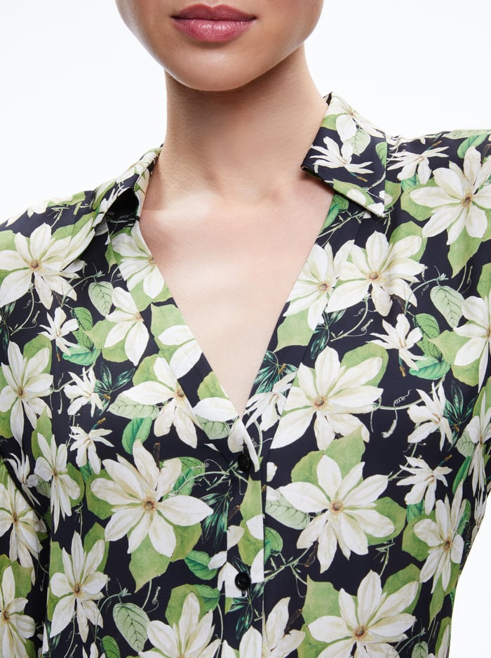 JULIUS COLLARED BLOUSE - MOONLIGHT FLORAL LARGE image 3 - Alice And Olivia