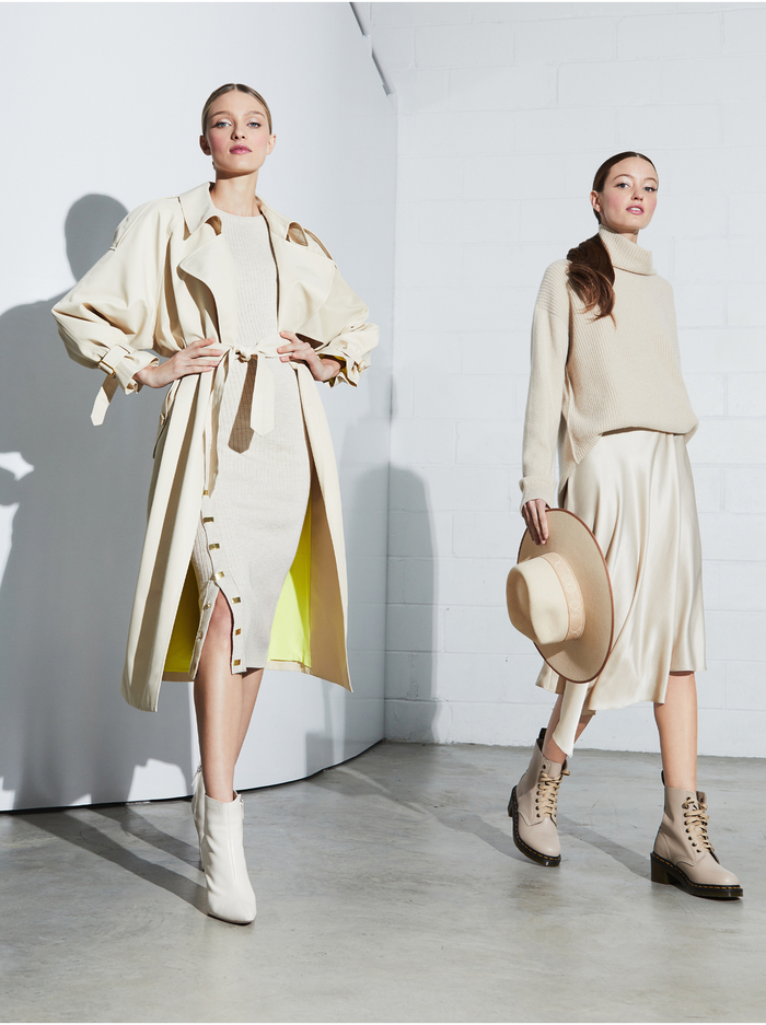 JAYLA DRAPE SLIP MIDI SKIRT - TAUPE image 6 - Alice And Olivia