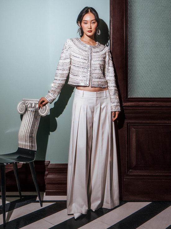 OFF WHITE/SILVER-KIDMAN EMBELLISHED JACKET