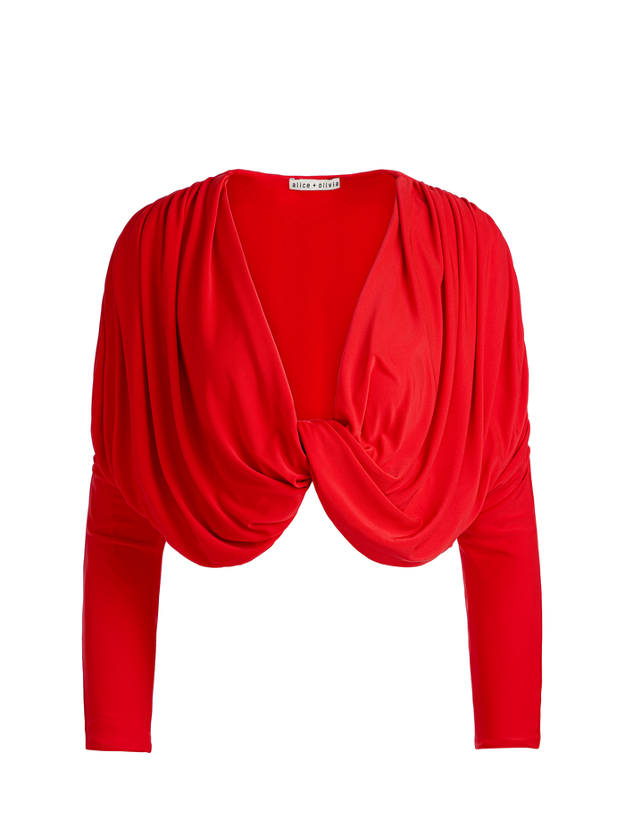 ELDA TWISTED DRAPED CROPPED TOP - BRIGHT RUBY image 5 - Alice And Olivia