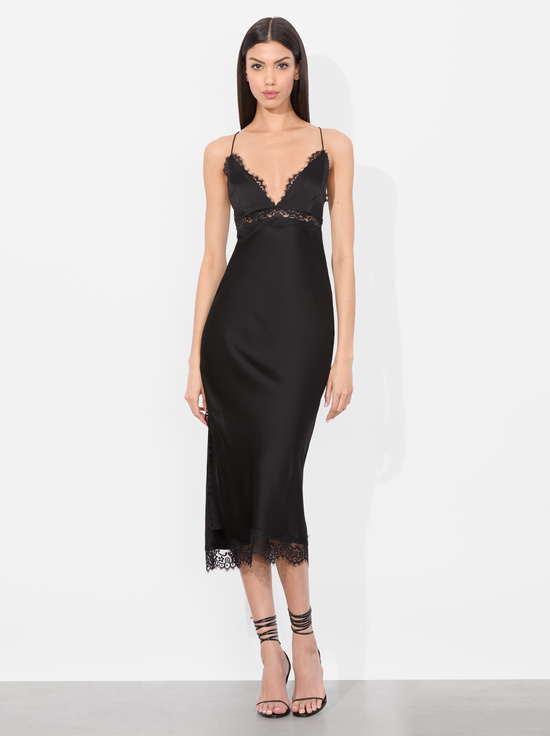 BLACK-ZAIRA LACE SLIP MIDI DRESS