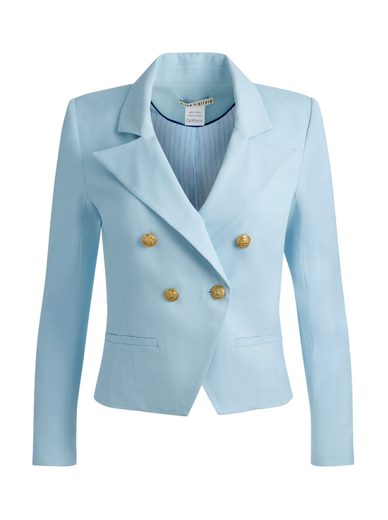 CAROLINA BLUE-SABLE DOUBLE BREASTED CROPPED BLAZER