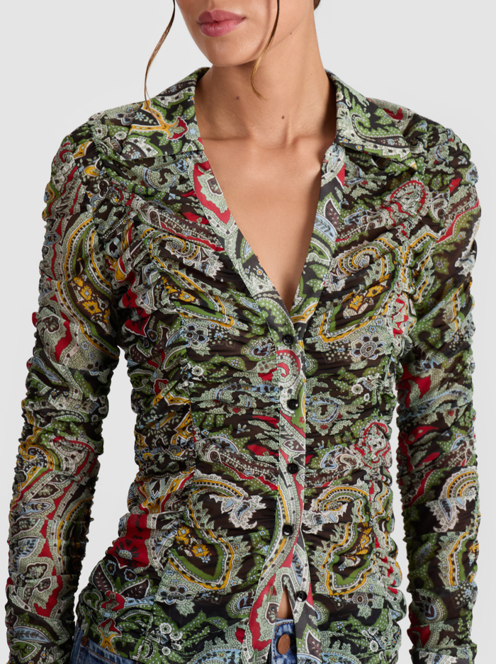 PORTIA MESH BUTTON DOWN - PAISLEY POEM image 3 - Alice And Olivia