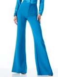 PAULA HIGH WAISTED PANT WITH BACK SLIT - TURKISH BLUE