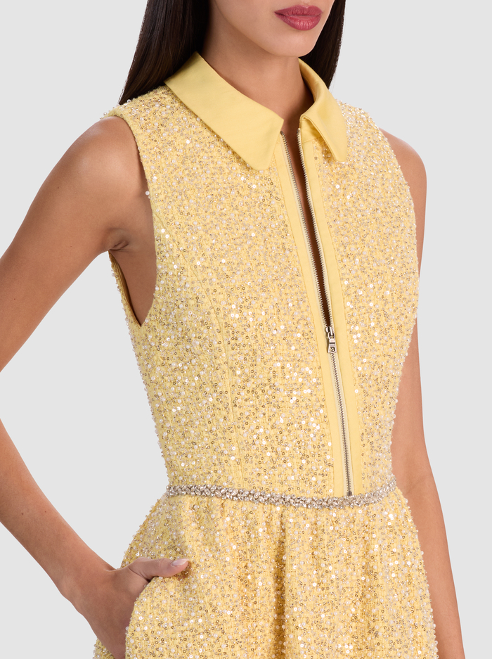 ELLIS EMBELLISHED MINI DRESS - BUTTER image 1 - Alice And Olivia