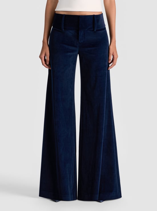 DARK MIDNIGHT BLUE-OLIVIA VELVET WIDE LEG PANT