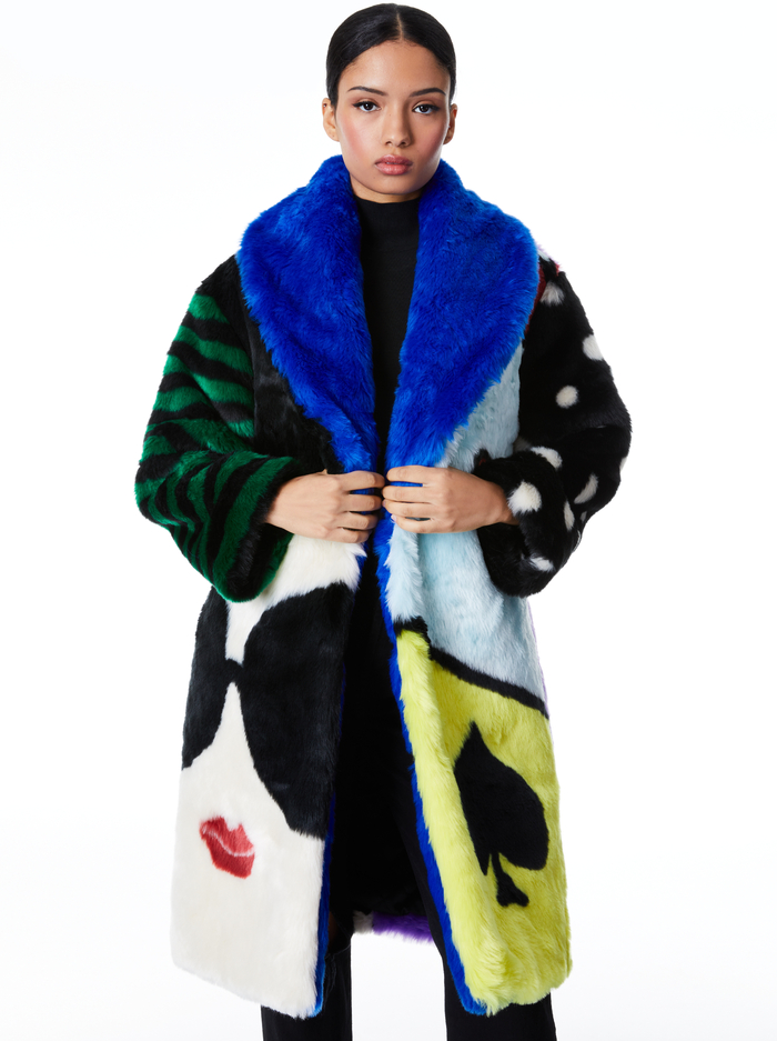 YETTA FAUX FUR COAT - WILD STACE/MULTI - Alice And Olivia