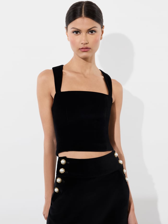 KERIA VELVET TANK - BLACK - Alice And Olivia