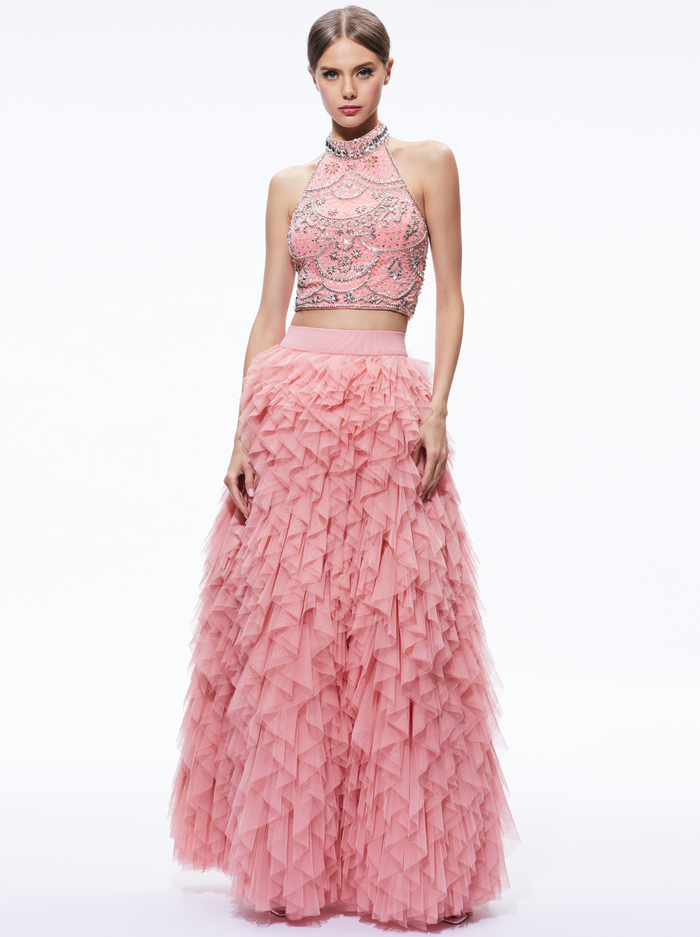 KAL RUFFLE GOWN SKIRT - ROSE image 2 - Alice And Olivia