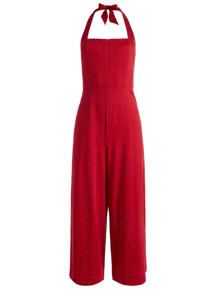 AIDA CROPPED HALTER JUMPSUIT - SYMMETRY RED APPLE image 5 - Alice And Olivia