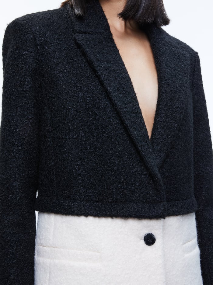 SHAN OVERSIZED TWO-FER BLAZER - BLACK/ECRU image 3 - Alice And Olivia