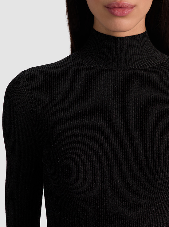 BLACK-ROBERTA RIBBED TURTLENECK