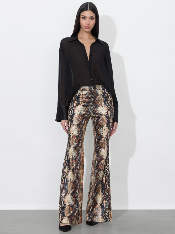 CRISTENA VEGAN SNAKE PANT - CAMEL/BLACK SNAKE image 1 - Alice And Olivia