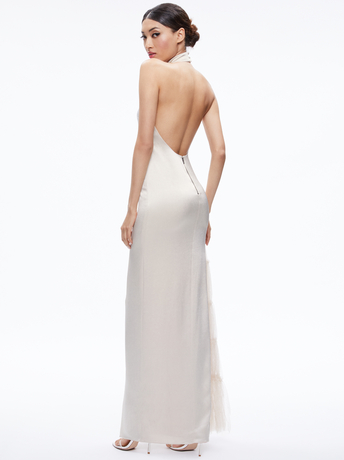 RYN SLIT TULLE PANEL MAXI DRESS