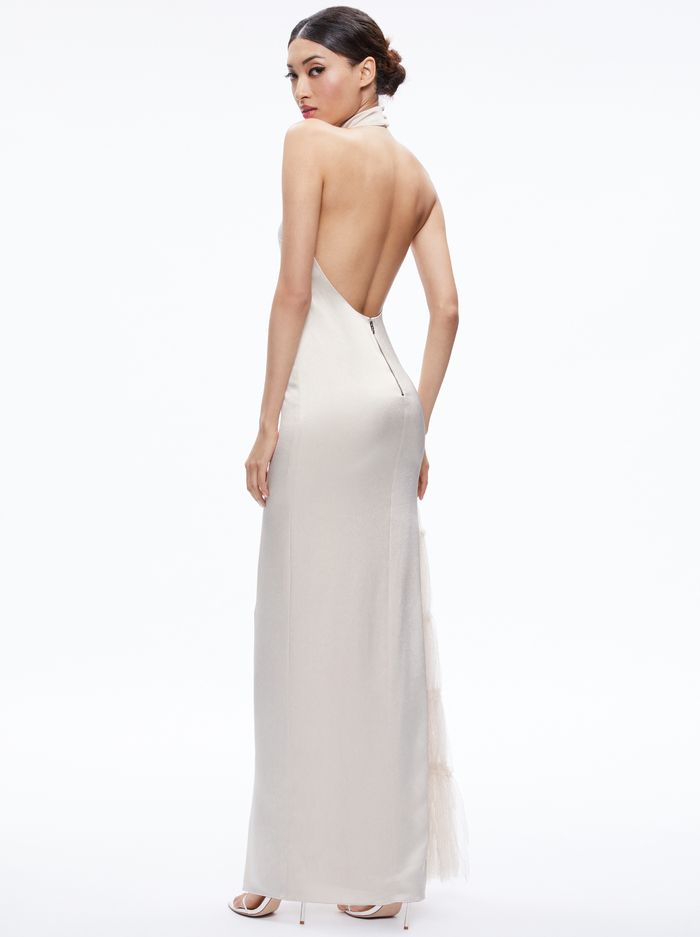 RYN SLIT TULLE PANEL MAXI DRESS - CHAMPAGNE image 1 - Alice And Olivia