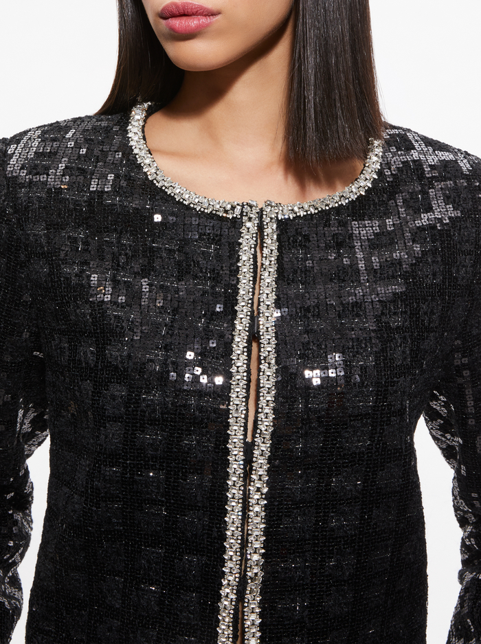 KIDMAN SEQUIN TWEED JACKET - BLACK image 2 - Alice And Olivia