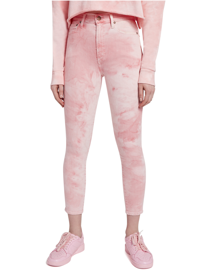 GOOD TIE DYE SKINNY JEAN - CRYSTAL CLOUD PINK image 1 - Alice And Olivia